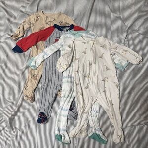 Petit Lem Kids One Pieces in Cream, Red, and Gray